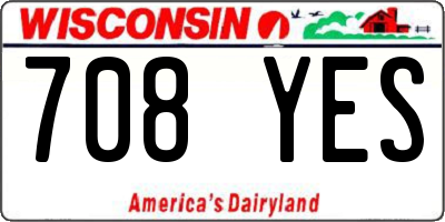 WI license plate 708YES