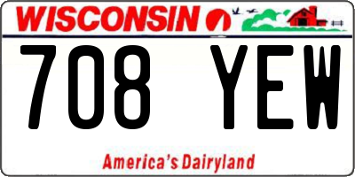 WI license plate 708YEW