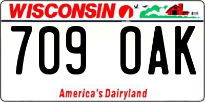 WI license plate 709OAK