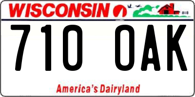 WI license plate 710OAK