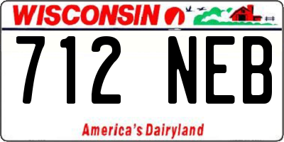 WI license plate 712NEB