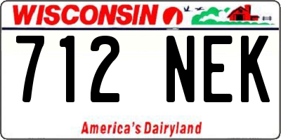 WI license plate 712NEK