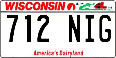 WI license plate 712NIG