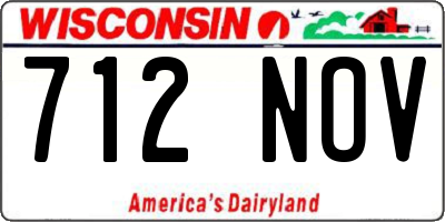 WI license plate 712NOV