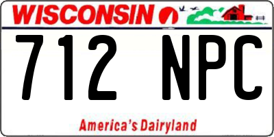 WI license plate 712NPC
