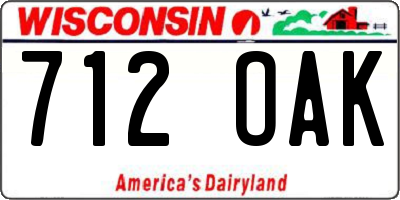 WI license plate 712OAK