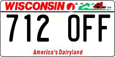 WI license plate 712OFF