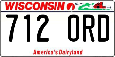 WI license plate 712ORD