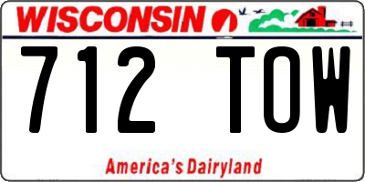 WI license plate 712TOW