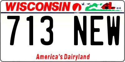 WI license plate 713NEW