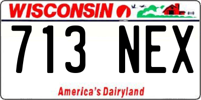 WI license plate 713NEX