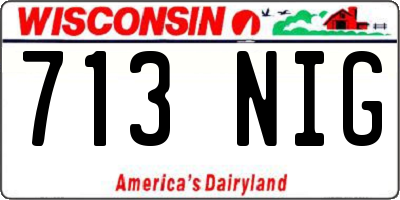 WI license plate 713NIG