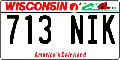 WI license plate 713NIK