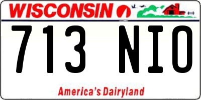 WI license plate 713NIO