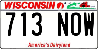 WI license plate 713NOW