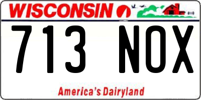 WI license plate 713NOX