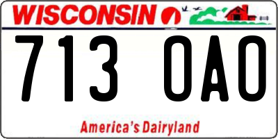 WI license plate 713OAO