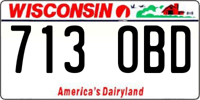 WI license plate 713OBD