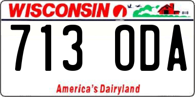 WI license plate 713ODA