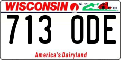 WI license plate 713ODE