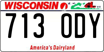WI license plate 713ODY
