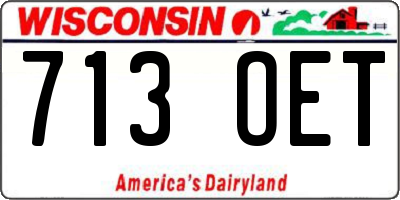 WI license plate 713OET