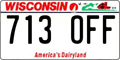 WI license plate 713OFF