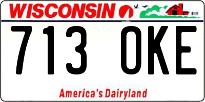 WI license plate 713OKE