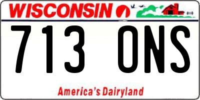 WI license plate 713ONS