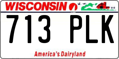 WI license plate 713PLK