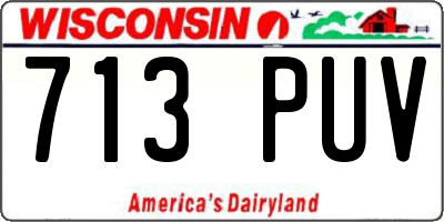WI license plate 713PUV