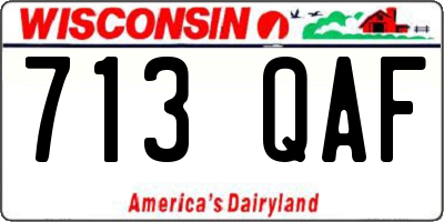 WI license plate 713QAF