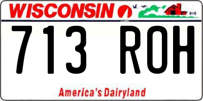 WI license plate 713ROH