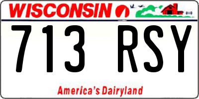WI license plate 713RSY