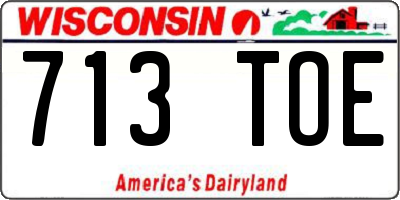 WI license plate 713TOE