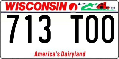 WI license plate 713TOO