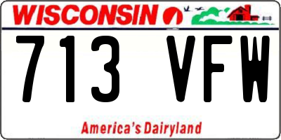 WI license plate 713VFW