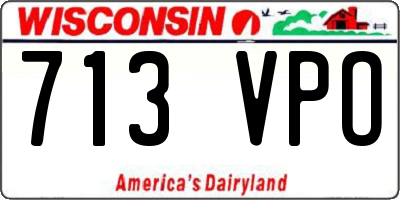WI license plate 713VPO