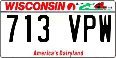 WI license plate 713VPW