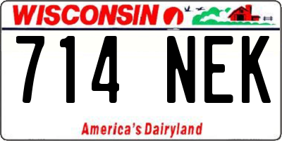 WI license plate 714NEK
