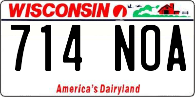 WI license plate 714NOA