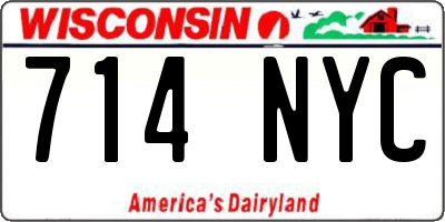 WI license plate 714NYC