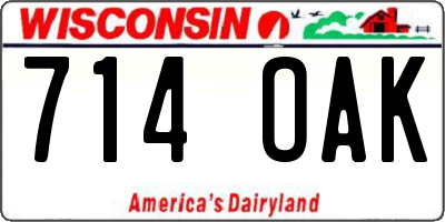 WI license plate 714OAK