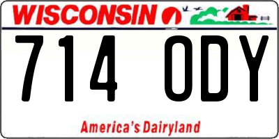 WI license plate 714ODY