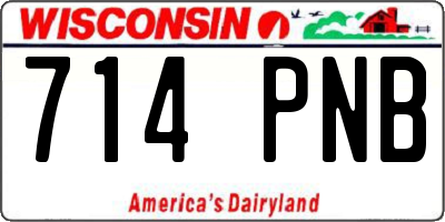 WI license plate 714PNB
