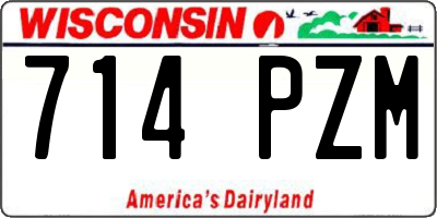 WI license plate 714PZM