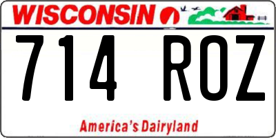 WI license plate 714ROZ