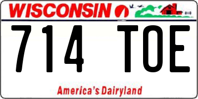WI license plate 714TOE