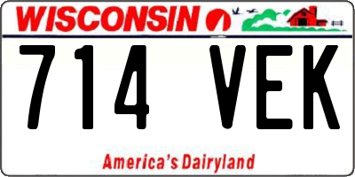 WI license plate 714VEK