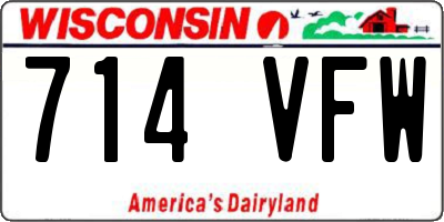 WI license plate 714VFW